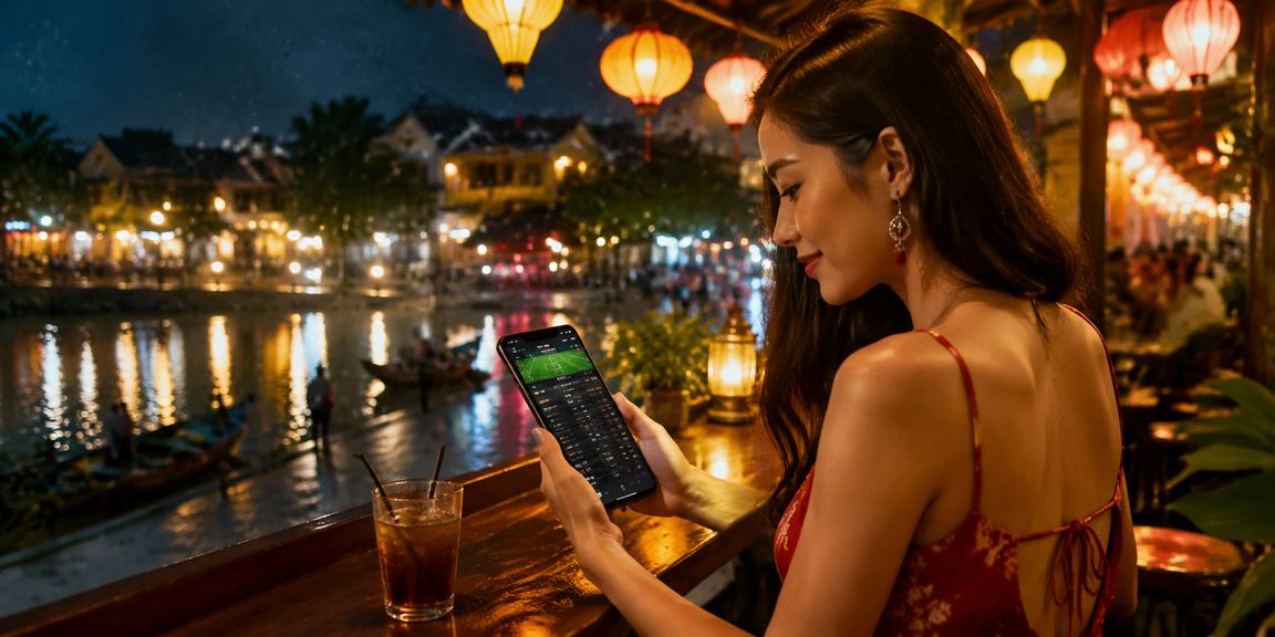 Khung cảnh phố cổ Hội An lãng mạn kết hợp không khí cá cược thể thao trong quán cà phê